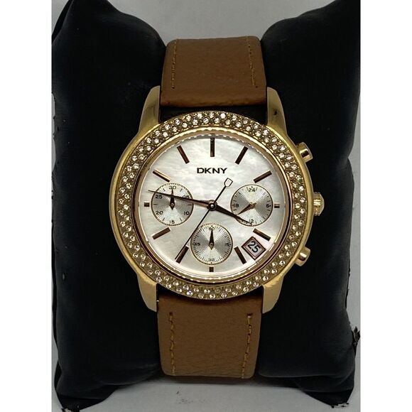 DKNY NY-8432 Women\'s Brown Leather Analog Dial Quartz Genuine Wrist Watch VK259 main image 12